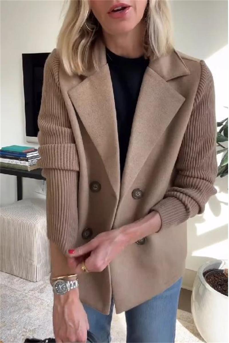 Harriet – Patchwork Sleeve Casual Coat