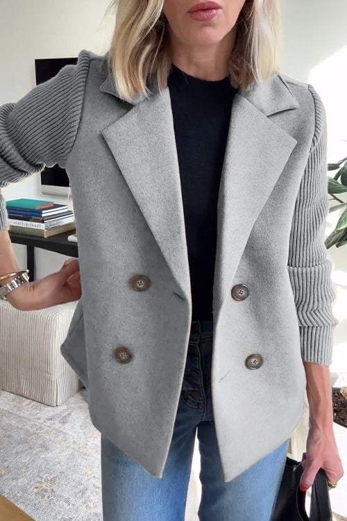 Harriet – Patchwork Sleeve Casual Coat